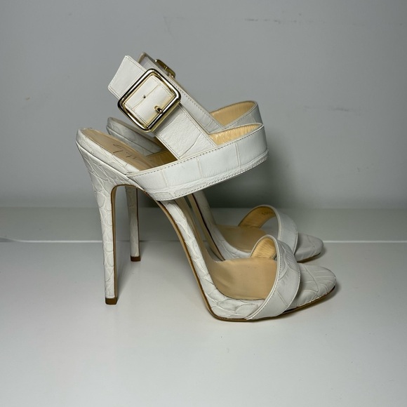 Giuseppe Zanotti Women’s White Croc-Embossed High Heel summer Sandals Size 37.5 - Picture 1 of 10